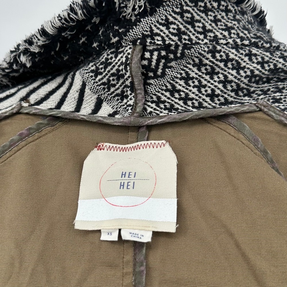 Anthropologie Hei Hei Fringe Pattern Anorak Jacket Keffiyeh Green XS - Picture 9 of 11